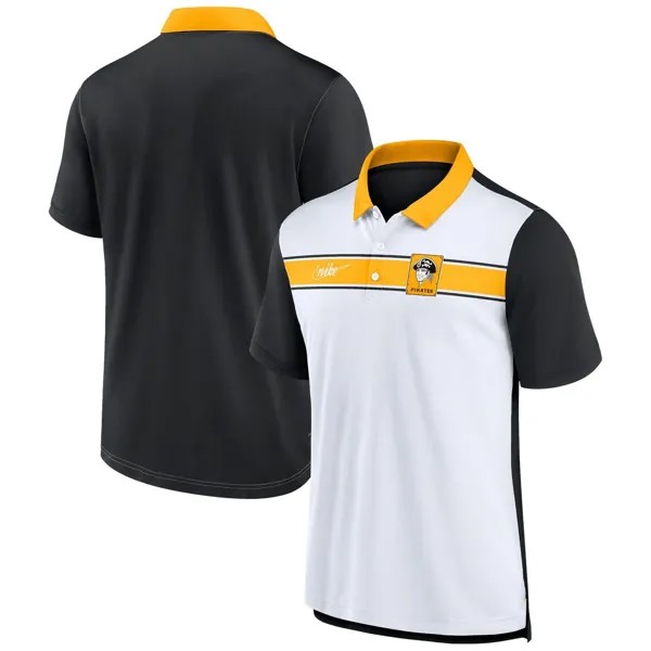 Мужская футболка-поло Nike White/Black Pittsburgh Pirates Rewind Stripe