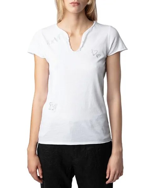 Хлопковая футболка Tuni с короткими рукавами Zadig & Voltaire, цвет White
