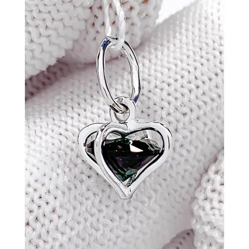 Женская в форме сердца Trade Jewelry подвеска из серебра 925 пробы (покрытие родий) с зеленым кварцем