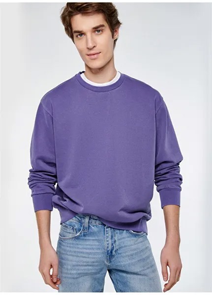 Фиолетовый мужской свитшот с круглым вырезом Mavi