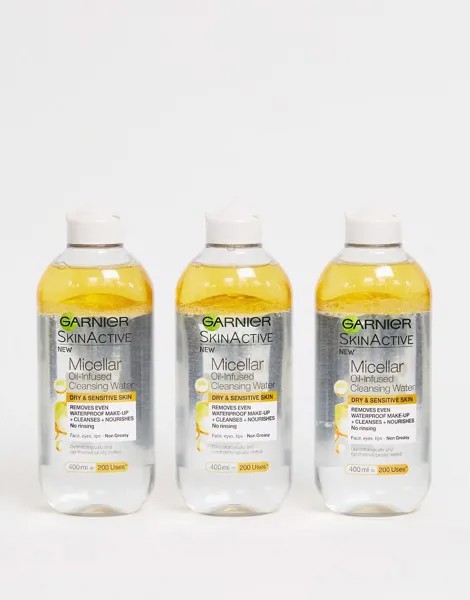 Мицеллярная вода с добавлением масел (3 шт.) Garnier - СКИДКА 33%-Бесцветный