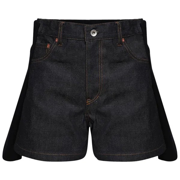 Шорты Sacai Denim x Wool Melton Shorts, темно-синий