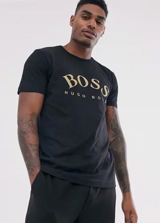 Черная футболка с логотипом BOSS Athleisure-Черный