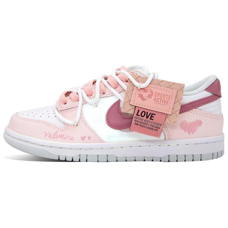 Кроссовки Nike Dunk Skateboarding Shoes Women's Low-top White/pink/gray, розовый