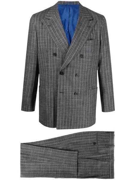 Kiton костюм с двубортным пиджаком в полоску