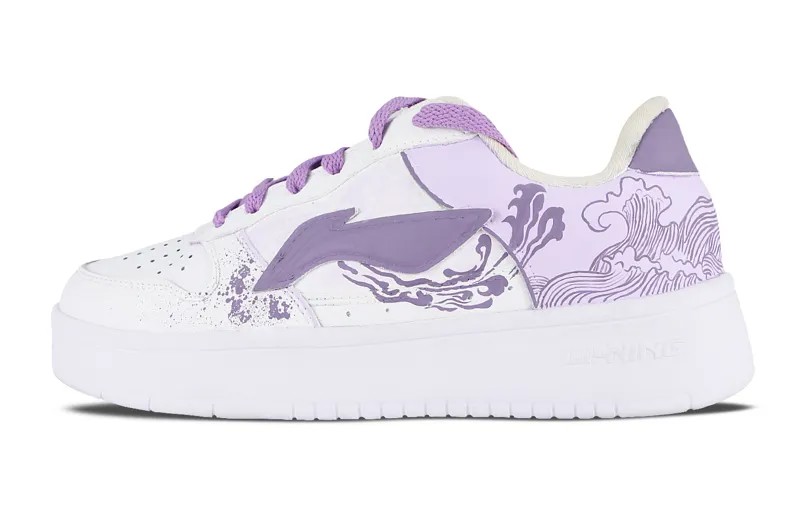 Кроссовки LINING Pontoon Boats Skateboarding Shoes Women's Low-top Purple, белый