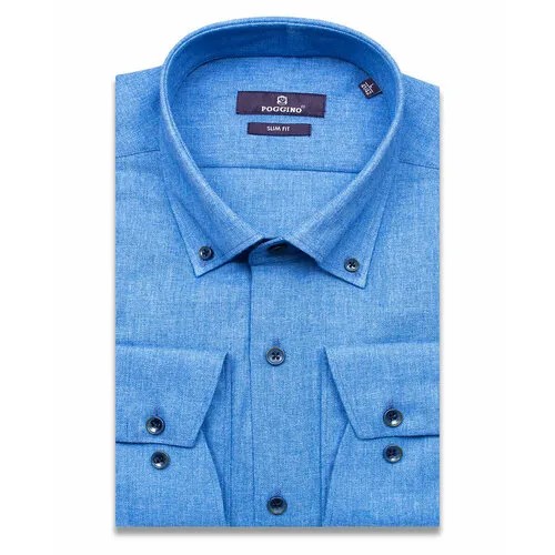 Рубашка POGGINO, размер XL (43-44 cm.), синий