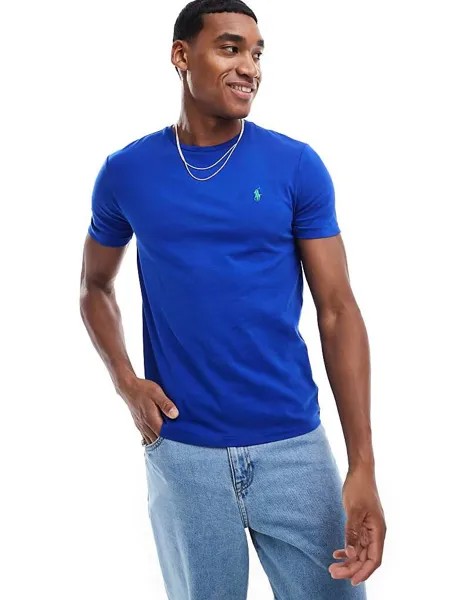 Голубая футболка с логотипом Polo Ralph Lauren