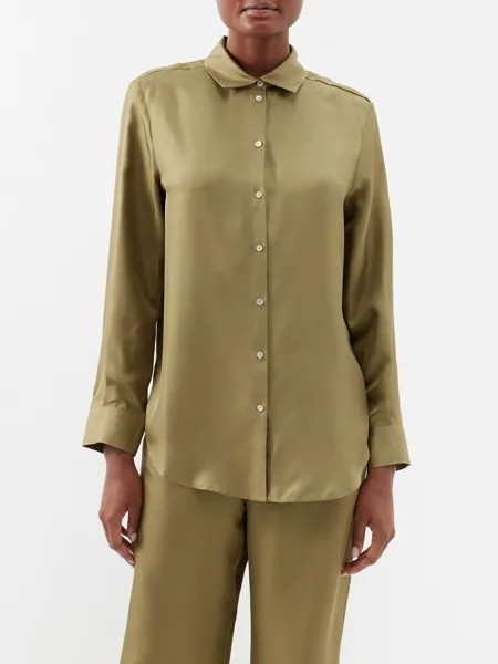 Пижамная рубашка london из шелкового атласа Asceno, зеленый