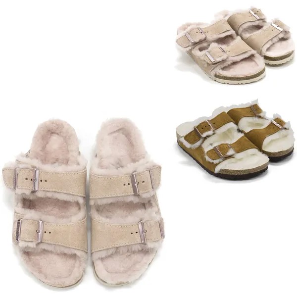 Замшевые сандалии на подкладке из овчины Birkenstock Arizona для девочек, новые размеры для маленьких детей