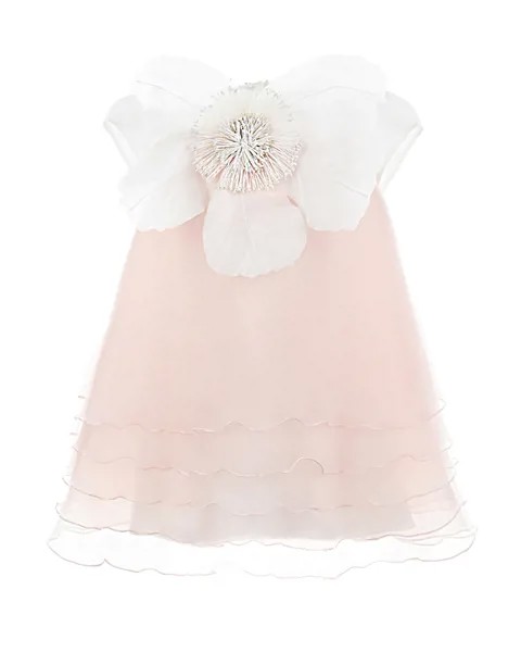 Бело-розовое платье с декоративным цветком CAF