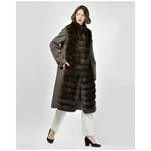 Пальто кашемировое с отделкой из меха соболя, Manzoni24, 48 итальянский, 50 российский
