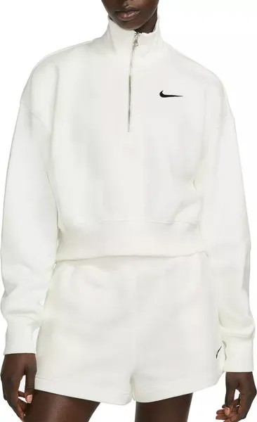 Женский укороченный укороченный свитшот с молнией 1/2 Nike Sportswear большого размера из флиса Phoenix