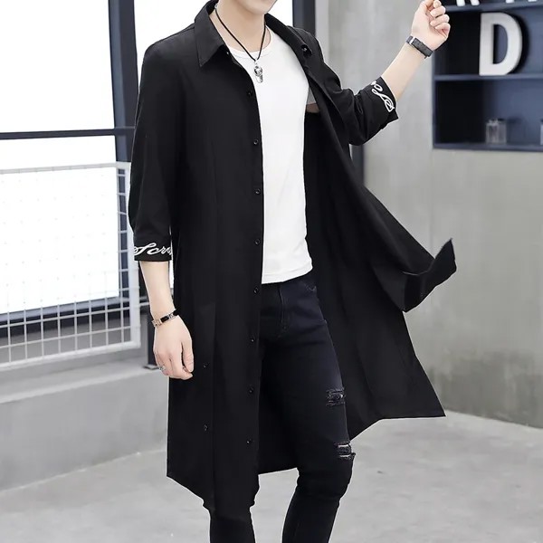 Мужская ветровка средней длины и пальто выше колена в китайском стиле, мужская дорожная одежда, кардиган с рукавами и