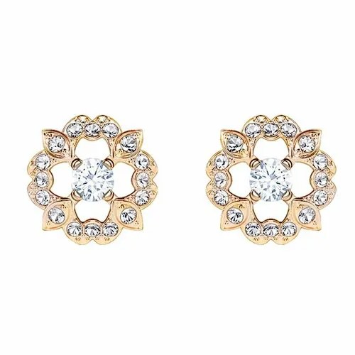 Серьги пусеты SWAROVSKI, кристаллы Swarovski, золотой