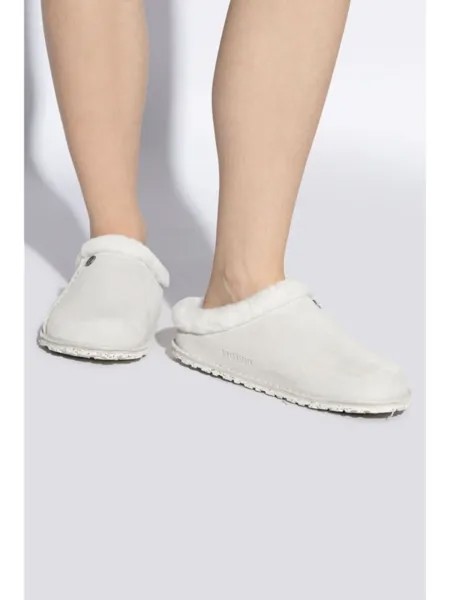 Birkenstock замшевые тапочки из овчины, белый