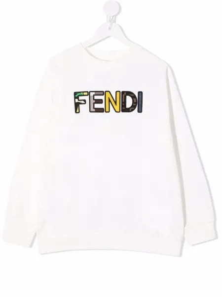Fendi Kids толстовка с вышитым логотипом