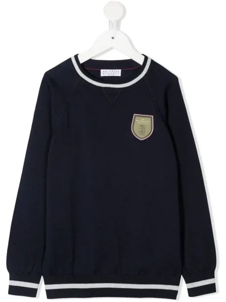 Brunello Cucinelli Kids джемпер с контрастной отделкой и нашивкой-логотипом