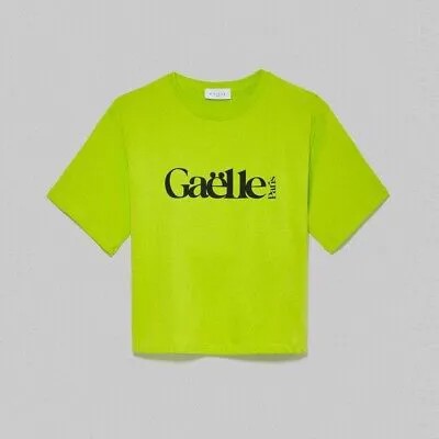 Женская футболка GAELLE Paris GBDP16709 Зеленое яблоко с разрезами в стиле ретро E2023
