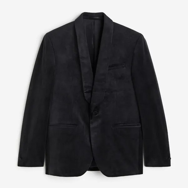 Пиджак H&M Regular Fit Shawl-collared Velvet, черный