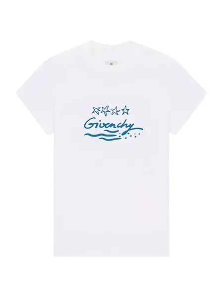 Хлопковая футболка приталенного кроя Givenchy, белый