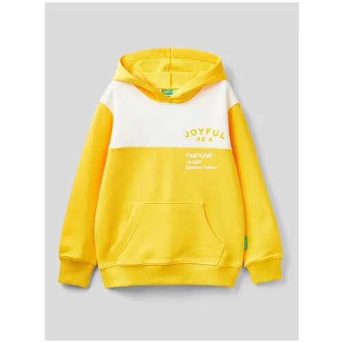 Худи UNITED COLORS OF BENETTON, капюшон, карманы, размер 160 (EL), желтый