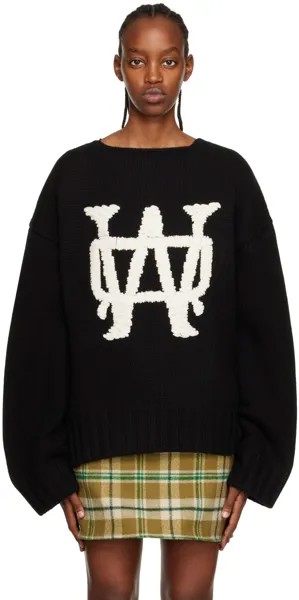 Черный свитер с ручной вышивкой We11done
