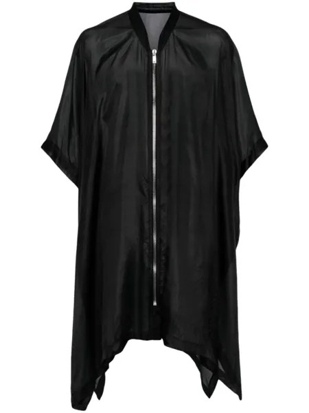 Rick Owens шелковое пальто асимметричного кроя, черный