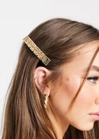 Защелкивающаяся заколка для волос с квадратным дизайном ASOS DESIGN-Золотистый