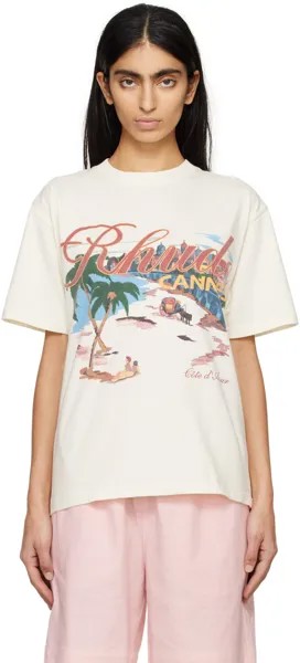 Кремового цвета пляжная футболка Cannes Rhude, цвет Vintage white