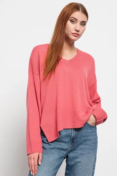 Шерстяной свитер с разрезами по бокам United Colors Of Benetton, розовый