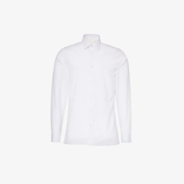 Хлопковая рубашка стандартного кроя с накладными карманами и фирменной вышивкой Givenchy, белый