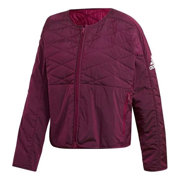 Куртка (WMNS) adidas W ZNE Padded JK Cardigan Casual Sports Jacket Wine Red, красный