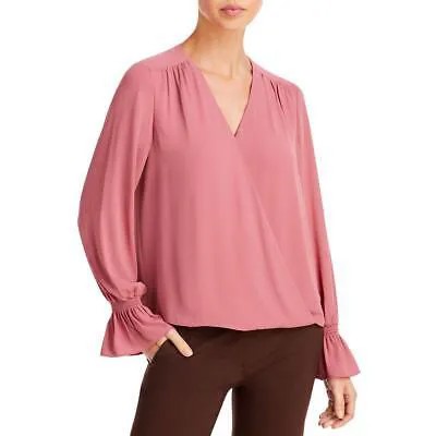 T Tahari Womens Faux Wrap Bell Sleeve Hi-Low Blouse BHFO 1081