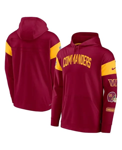 Мужской бордовый пуловер с капюшоном Washington Commanders Sideline Athletic Arch Jersey Performance Nike