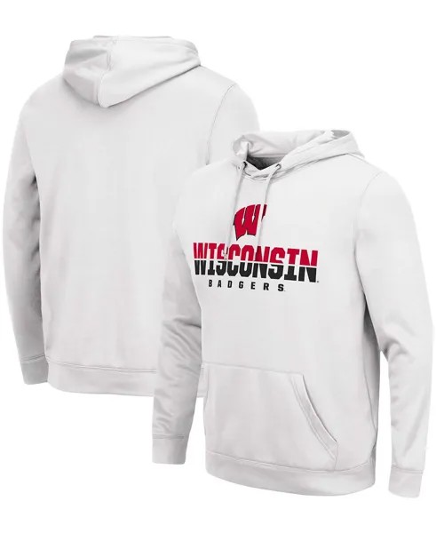 Мужской белый пуловер с капюшоном Wisconsin Badgers Lantern Colosseum
