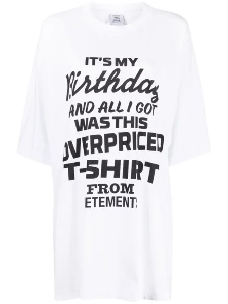 Футболка Birthday с графичным принтом VETEMENTS, белый