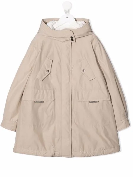 Brunello Cucinelli Kids пуховик с капюшоном