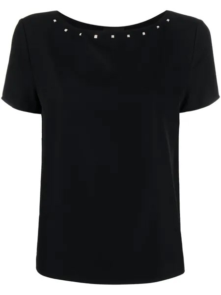 Emporio Armani футболка с вырезом-лодочкой и заклепками, черный