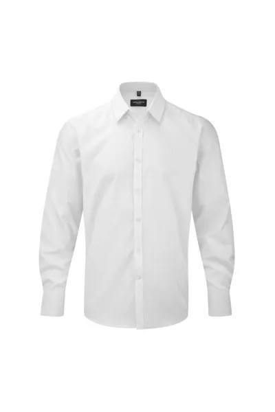Рабочая рубашка с длинным рукавом с узором «елочка» Russell, белый