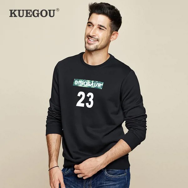 KUEGOU 2022 весенние хлопковые камуфляжные черные свитшоты с надписью, Мужская модная Японская уличная одежда в стиле хип-хоп, Мужская брендовая...