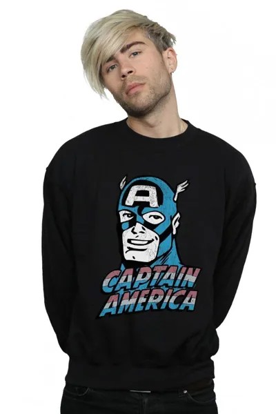 Толстовка с потертостями «Капитан Америка» Marvel, черный
