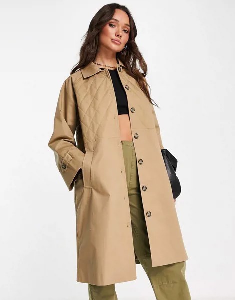 Стеганый oversized-макинтош светло-бежевого цвета Y.A.S-Светло-бежевый цвет