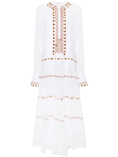 Ermanno Scervino ярусное платье макси с круглым вырезом, белый