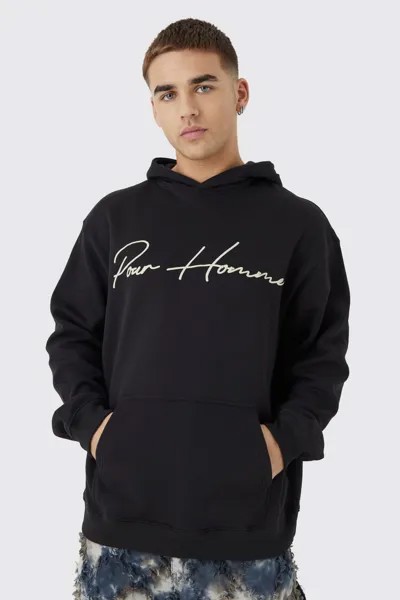 Толстовка с объемным принтом Pour Homme Pour Homme boohooMAN, черный