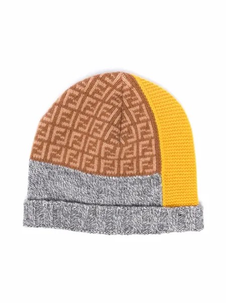 Fendi Kids шапка бини вязки интарсия с логотипом