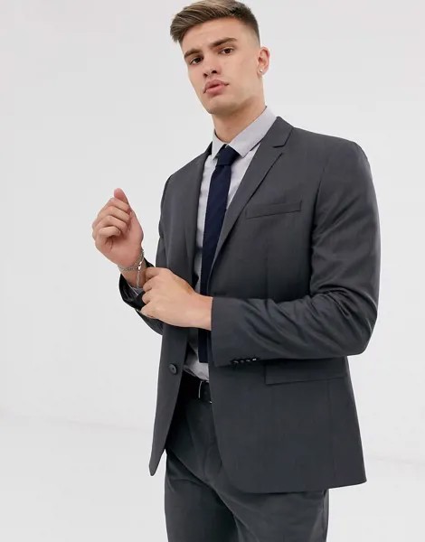 Фактурный приталенный пиджак Calvin Klein-Серый
