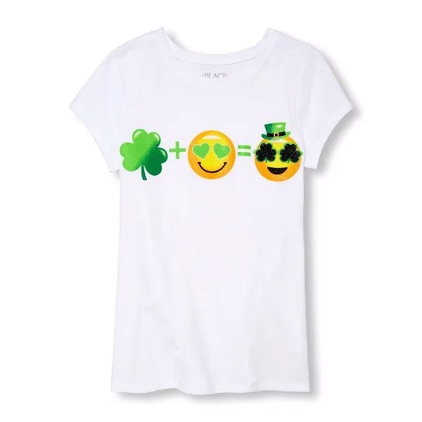 ФУТБОЛКА TCP GIRLS EMOJI EQUATION SHAMROCKS TOP XS S 4 5/6 «ДЕНЬ СВЯТОГО ПАТРИКА»