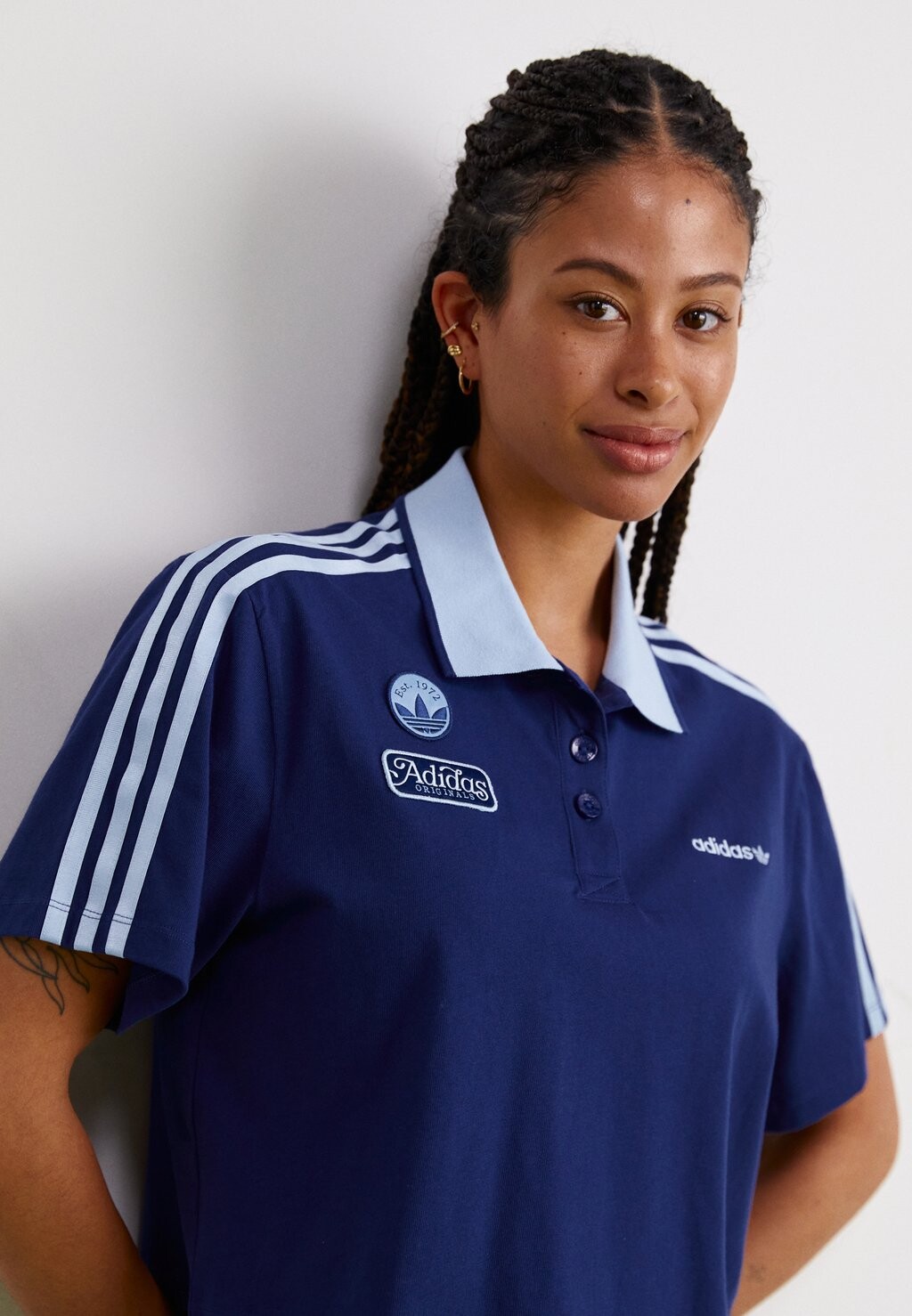 Рубашка поло CROP adidas, темно-синий