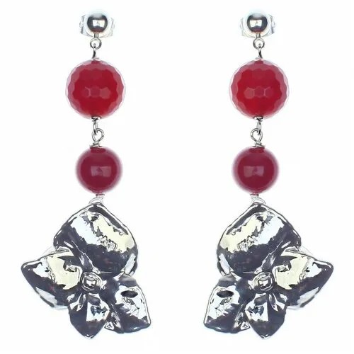 Серьги с подвесками Ester Bijoux, серебряный, красный